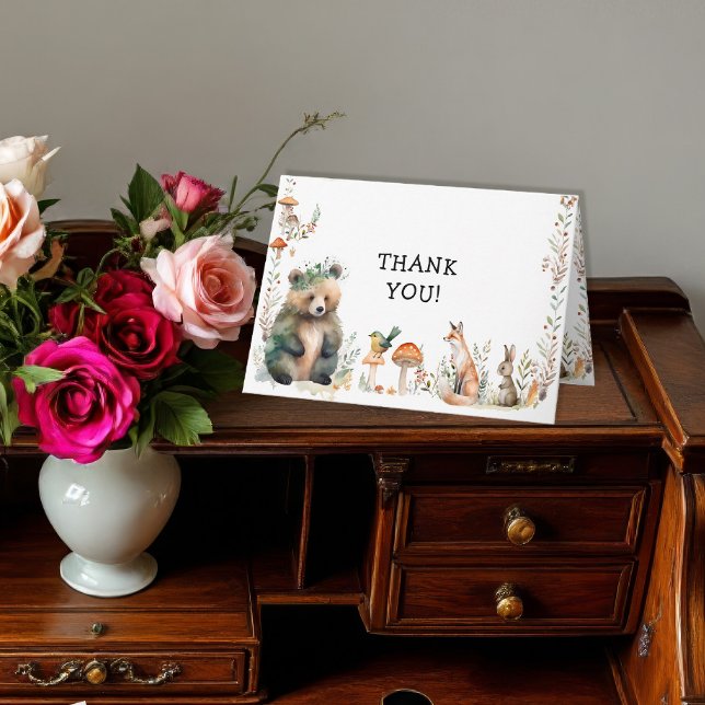 Carte Bear Forest Cute Animaux Deer Woodland Anniversair (Créateur téléchargé)