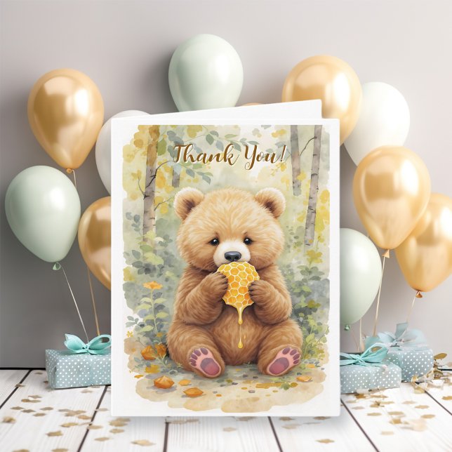 Carte Bear Themed Thank You Note for Baby Shower Gifts (Créateur téléchargé)