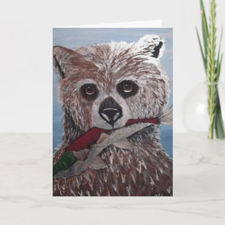Carte Bear with Fish Note Card Blank Inside