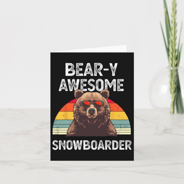 Carte Bear y Awesome Snowboarder Joke Snowboard Rider Sn (Devant)