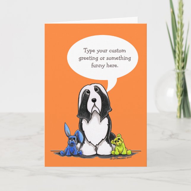 Carte Bearded Collie parle votre salutation personnalisé (Devant)