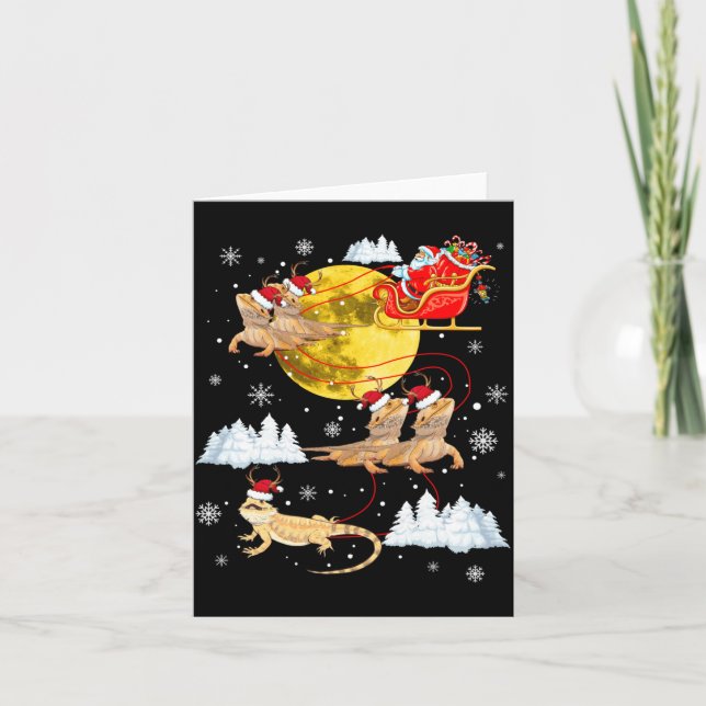Carte Bearded Dragon Reindeer Christmas Pajama Santa Xma (Devant)