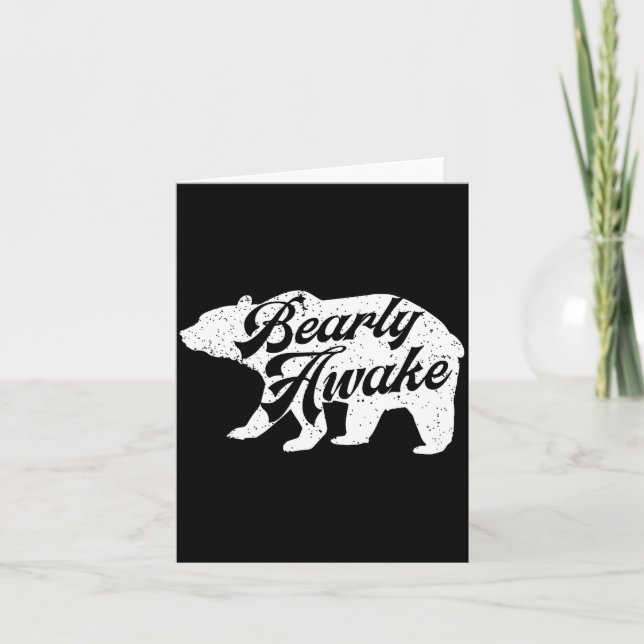 Carte Bearly Awake Bear. Funny Bear Christmas Pajamas Gi (Devant)