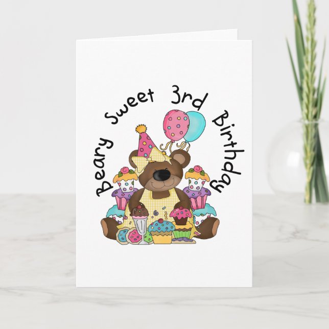 Carte Beary Sweet 3e Anniversaire Tshirts et cadeaux (Devant)