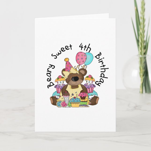 Carte Beary Sweet 4e anniversaire (Devant)
