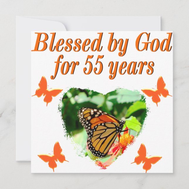 CARTE BEAU 55E ANNIVERSAIRE BOUTTERFLY (Devant)