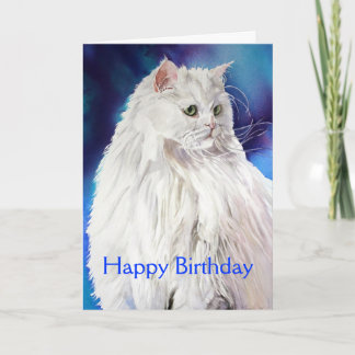Carte Beau Amoureux des chats blanc heureux voeux d'anni