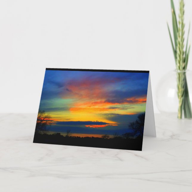 Carte Beau Anniversaire Du lever Au coucher Du Soleil (Devant)