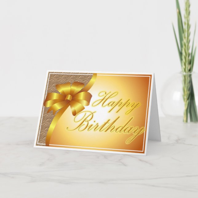 Carte Beau anniversaire en or brillant (Devant)