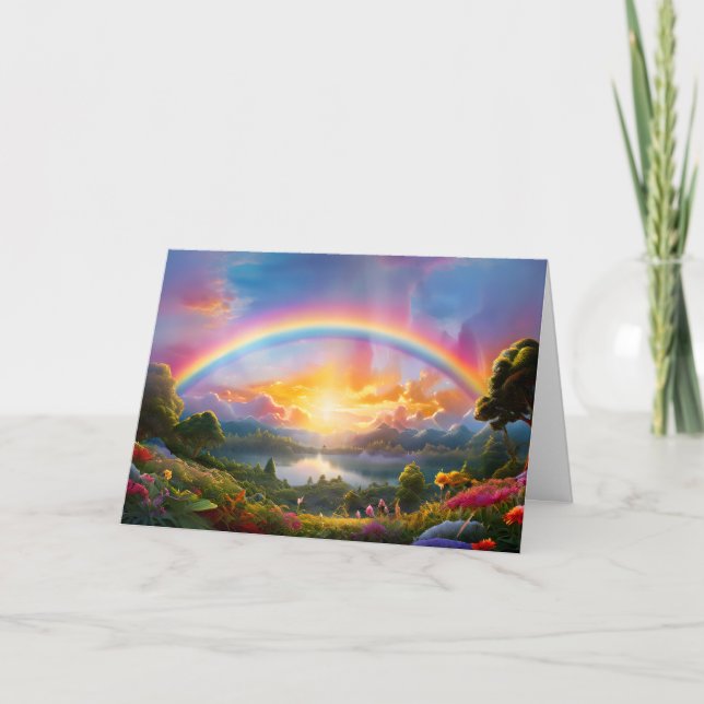 Carte Beau arc-en-ciel et lac Anniversaire (Devant)