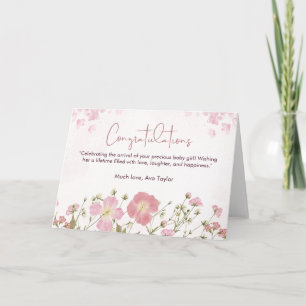 Carte Beau Baby shower Floral Rose Félicitations
