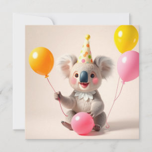Carte Beau ballon d'anniversaire koala