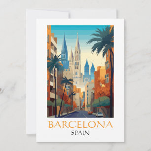 Carte Beau Barcelone Espagne Rétro Vintage Voyage