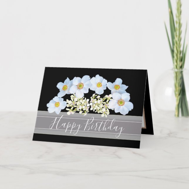 Carte Beau Bouquet floral de fleurs blanches Anniversair (Devant)