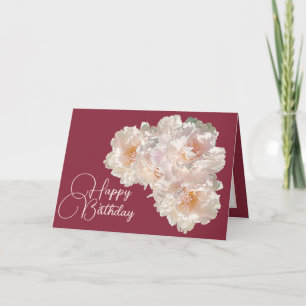 Carte Beau Bouquet Floral Peonies roses Anniversaire