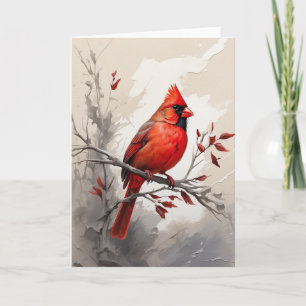 Carte Beau cardinal rouge sur la peinture des membres d'