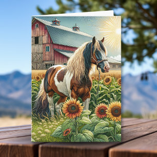 Carte Beau cheval à thème Joyeux anniversaire