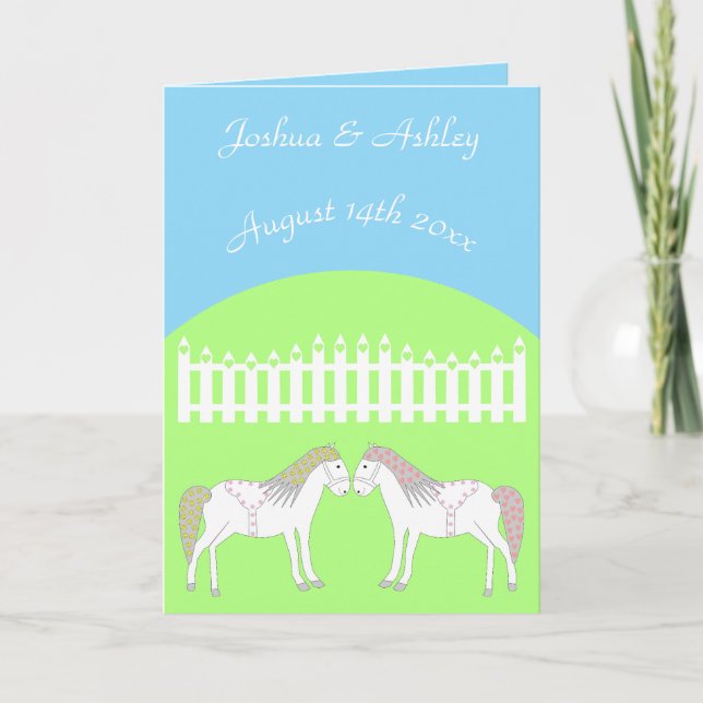 Carte Beau Cheval Mariage Blanc Personnalisé (Devant)