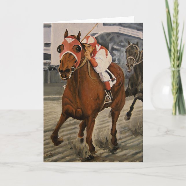 Carte Beau Cheval Réjouit les Propriétaires dans une Cou (Devant)