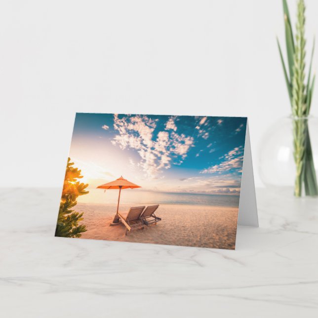 Carte Beau coucher du soleil de plage des Maldives (Devant)