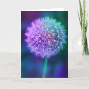Carte Beau Dandelion sur Vert et Bleu Arrière - plan