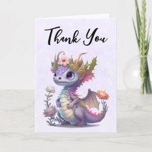 Carte Beau Dragon avec élégant Merci de la Couronne