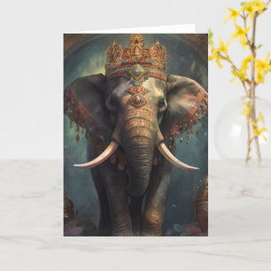 Carte Beau éléphant dans une couronne en toutes occasion