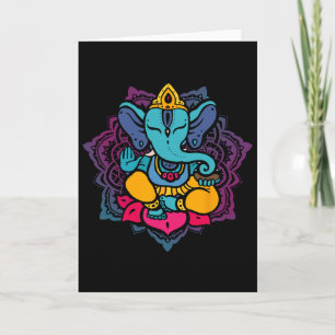 Carte Beau Ganesha en mandala de méditation de lotus de