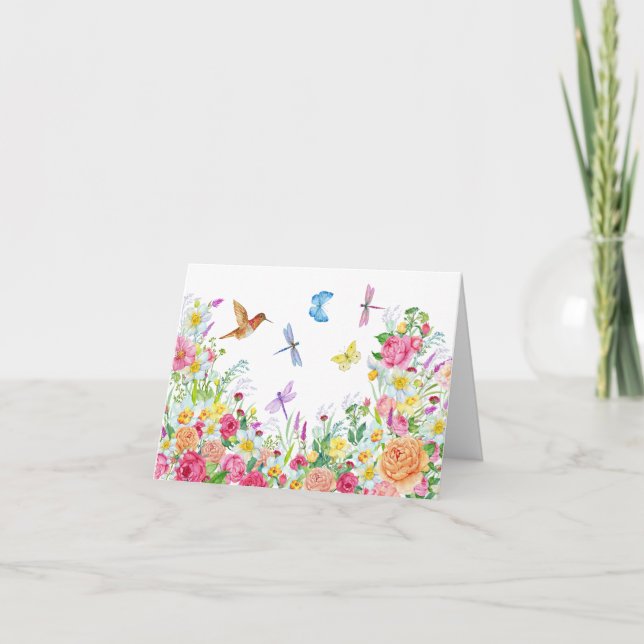 Carte Beau Jardin Fleur Aquarelle (Devant)