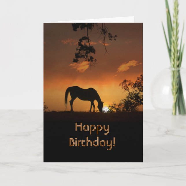 Carte Beau lever de soleil Cheval du matin Anniversaire (Devant)