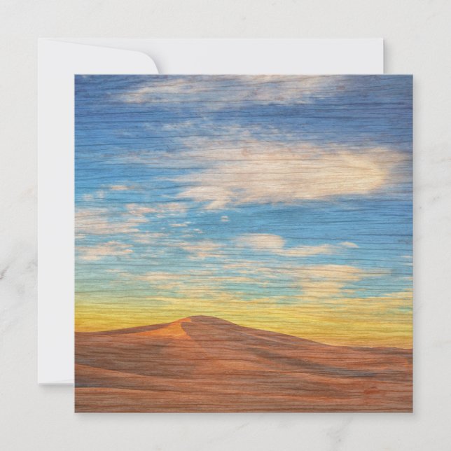 Carte Beau Lever de Soleil sur Dunes de Sable sur Bois v (Devant)