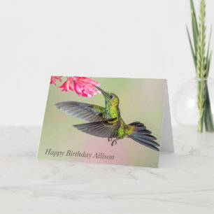 Carte Beau oiseau de colibri à couronne verte