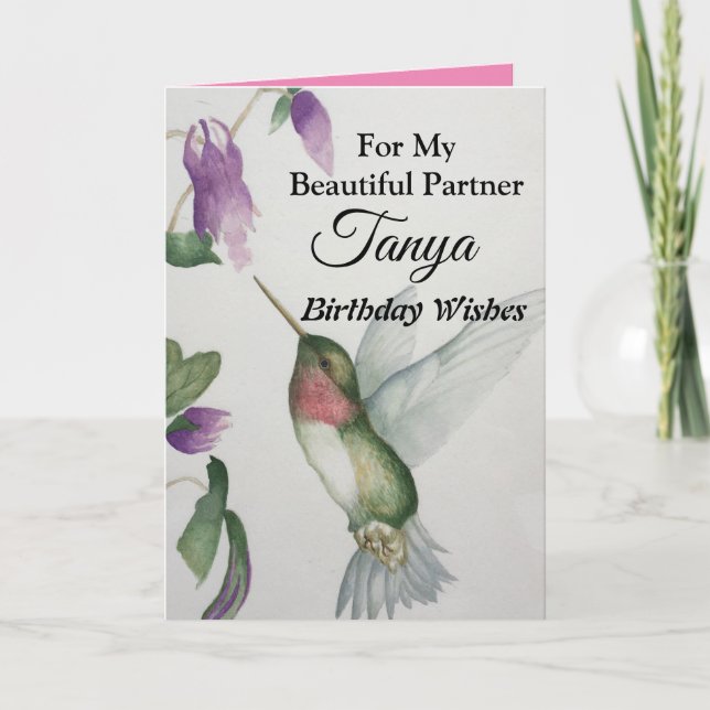 Carte Beau partenaire Joyeux Anniversaire Sweet Hummingb (Devant)