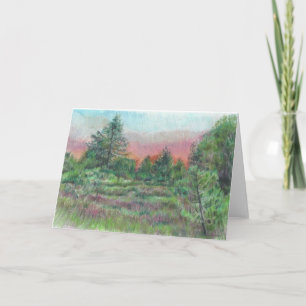Carte Beau Paysage Art Arbres Pink Sky Night