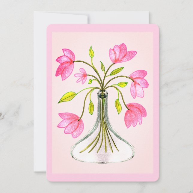 Carte Beau rose Floral Art Peint (Devant)
