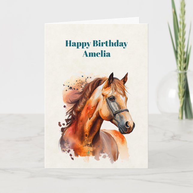 Carte Beau Sorrel Horse Portrait Anniversaire (Devant)