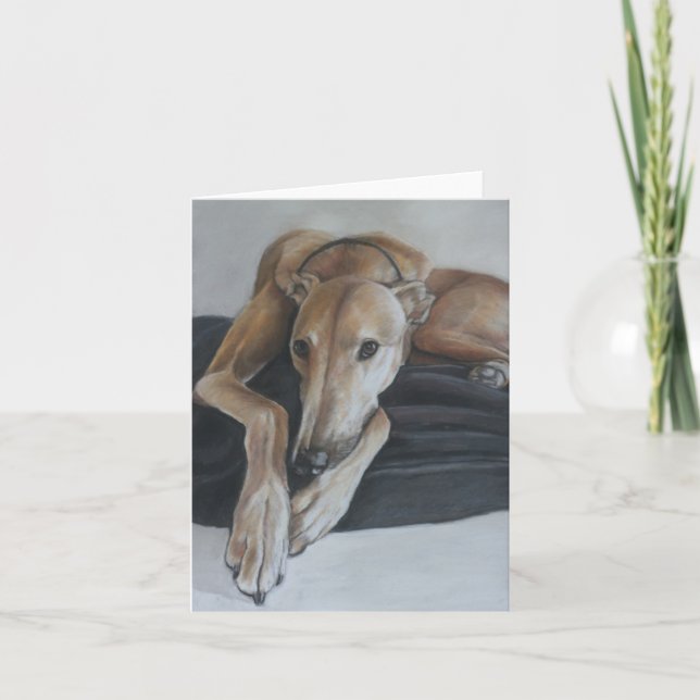 Carte Beau the Greyhound Dog Art Note Card (Devant)