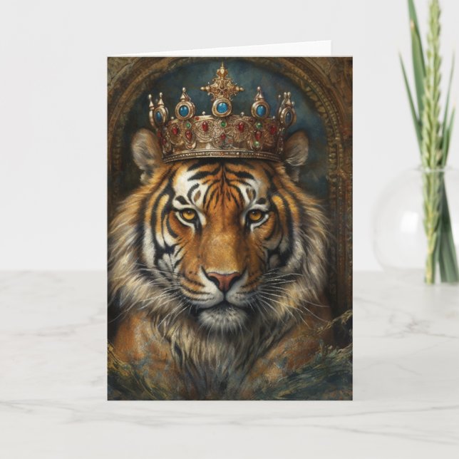 Carte Beau tigre dans une couronne toutes les occasions (Devant)