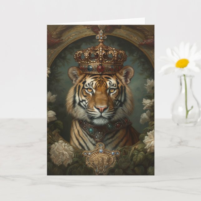 Carte Beau tigre dans une couronne toutes les occasions (Petite plante)