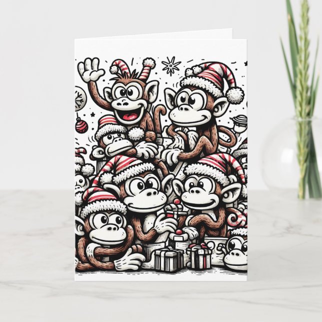 Carte Beaucoup de singes de Noël (Devant)