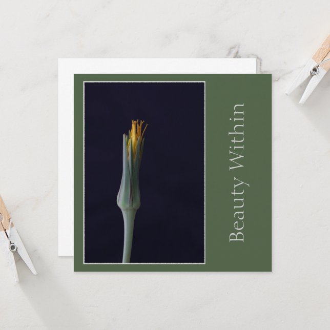 Carte Beauté dans les élégants tons floraux jaunes verts (Devant/Arrière en situation)
