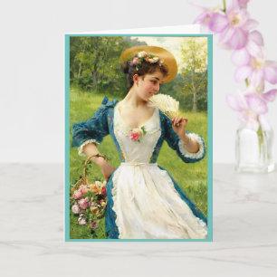 Carte Beauté Jeune Avec Panier De Roses