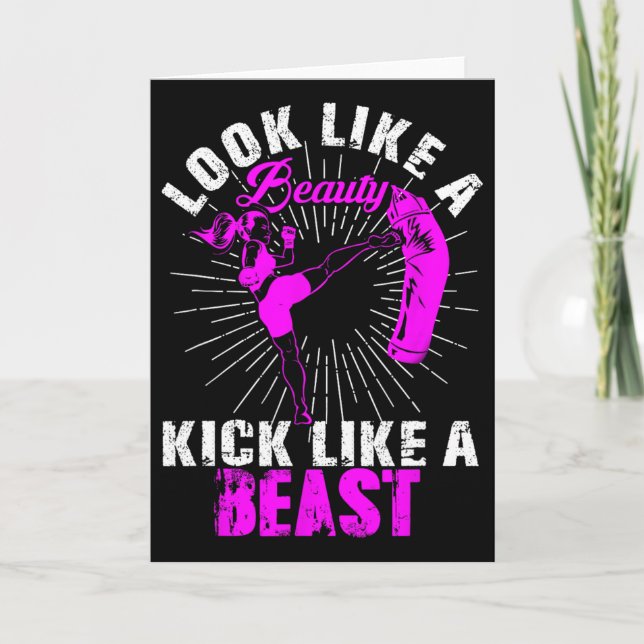 Carte Beauté Kickboxing Bête Kickboxeuse Combattante Fil (Devant)