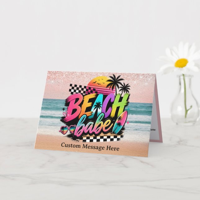 Carte Beauté Rétro de Plage Coucher de Soleil Tropical d (Petite plante)