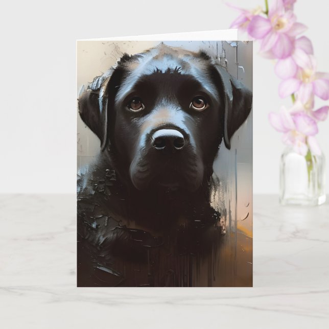 Carte Beautiful Black Labrador Portrait (Orchidée)