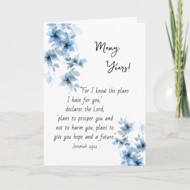 Carte Beautiful Blue Flowers Orthodox Christian Birthday (Devant)