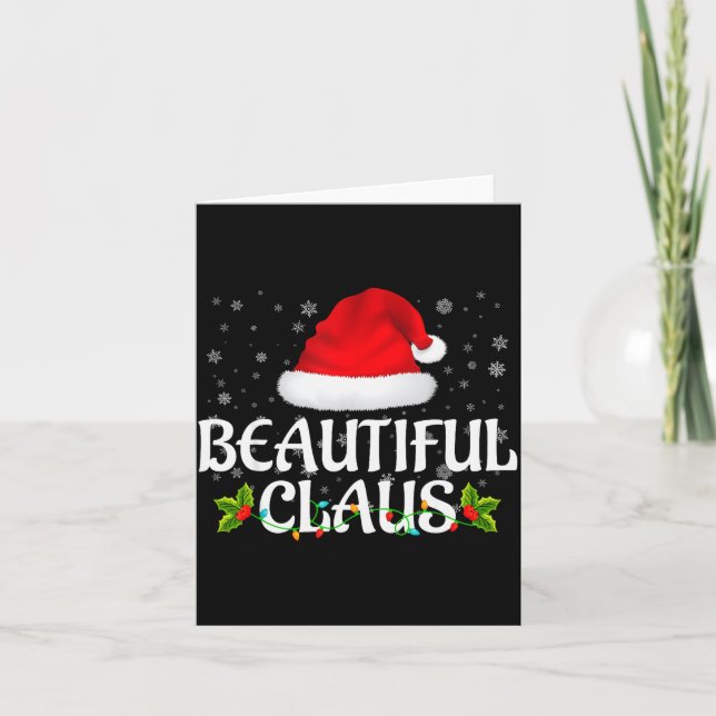 Carte Beautiful Claus Christmas Lights Pajama Family Mat (Devant)