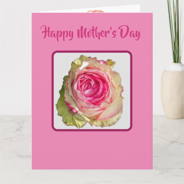 Carte Beautiful Full Pink Rose Mother's Day (Devant)