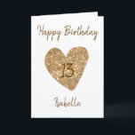 Carte Beautiful Gold Watercolor Heart 13th Birthday<br><div class="desc">Beautiful Gold Watercolor Heart 13th Birthday, a cute birthday design made for any granddaughter. If you're looking for some pretty granddaughter birthday cards, teenager birthday cards or thirteenth birthday cards, this one is for you. The design features a cute gold heart, something attractive and beautiful, so, don't hesitate to personalize...</div>