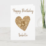 Carte Beautiful Gold Watercolor Heart 13th Birthday<br><div class="desc">Beautiful Gold Watercolor Heart 13th Birthday, a cute birthday design made for any granddaughter. If you're looking for some pretty granddaughter birthday cards, teenager birthday cards or thirteenth birthday cards, this one is for you. The design features a cute gold heart, something attractive and beautiful, so, don't hesitate to personalize...</div>